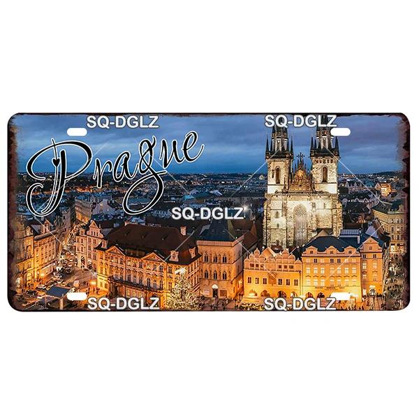 Europa Stadt 15x30CM Schild Metallschild Vintage Plakette Blechschild Wanddeko Für Bar Land Irland/Paris/Prag Poster