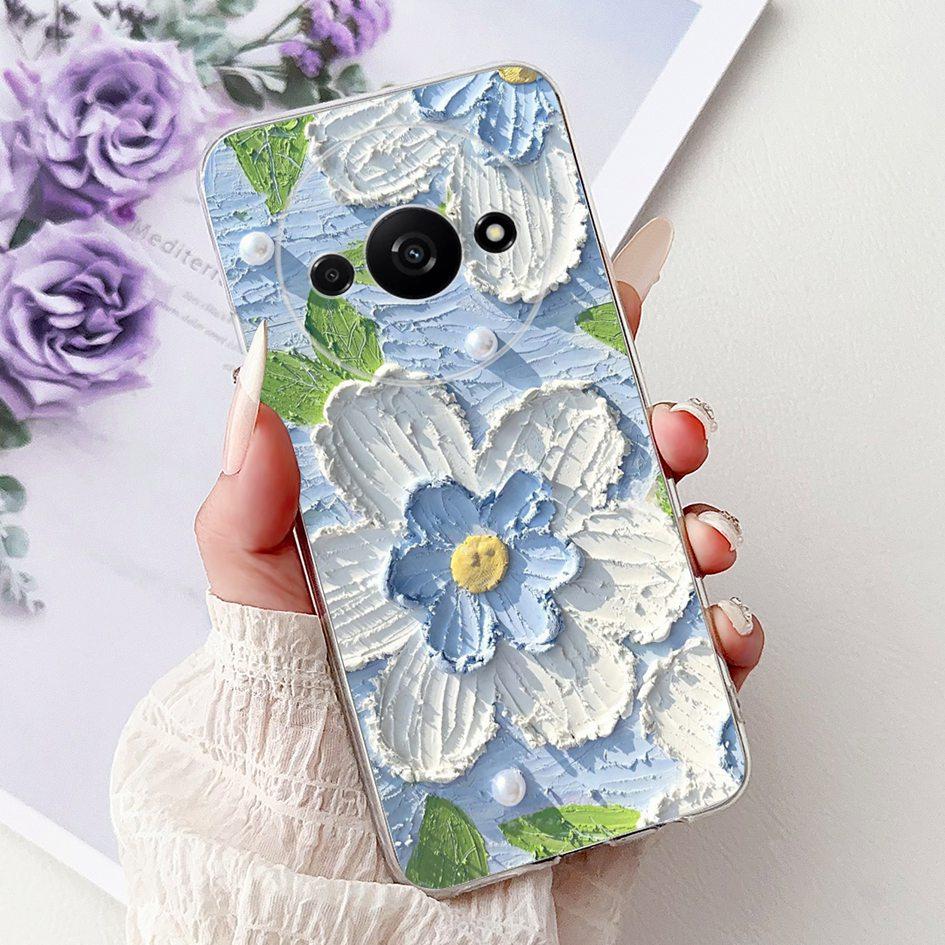 Hülle Für Xiaomi Redmi A3 A3x Handyhülle Neu Stylisch Blumenmädchen Muster Weiches Silikon Rückseite Funda Für Xiaomi Poco C61 C 61 Capa