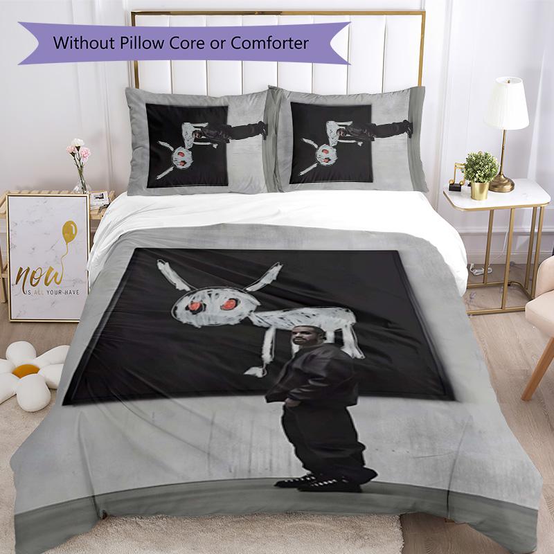 Drake 3pcs Bedding Set Duvet Cover Closure Includes 1 Duvet Cover & 2 Pillowcases for All Seasons Bedroom Home Dorm Decor