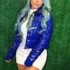 Women Fashion  Long Sleeve Glossy Leather Bread Down Jacket Zipper Pockets Coat