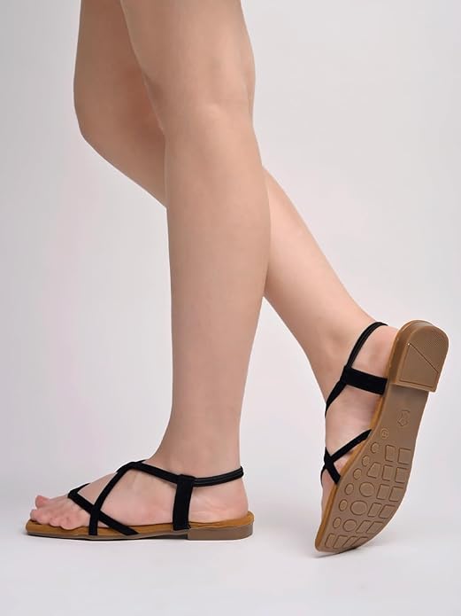 Shoetopia Vibrant Strappy Square-Toe Thong Sandals For Women & Girls