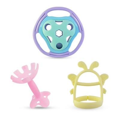 Agaphra Beißring 3er Set Rippen + Schmetterlingshandgelenk + Rassel, Rassel (6 Monate~), Schmetterling, Rippen (3 Monate~), D-Typ, koreanische Babyprodukte