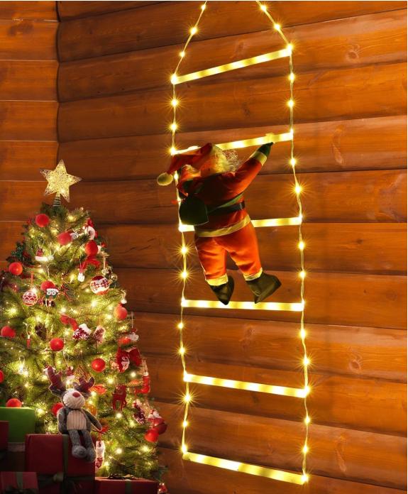1.2/3M Christmas Decoration LED Santa Claus Climbing Ladder Light USB Plug 8Flashing Modes Suitable Home Xmas Tree Wall Window