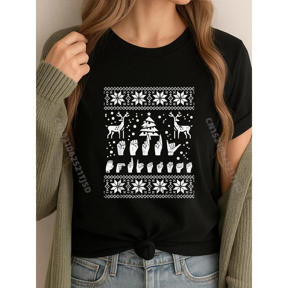 Merry Christmas Sign Language Asl Deaf Ugly Christmas Hiphop Streetwear Breathable Unisex Luxury
