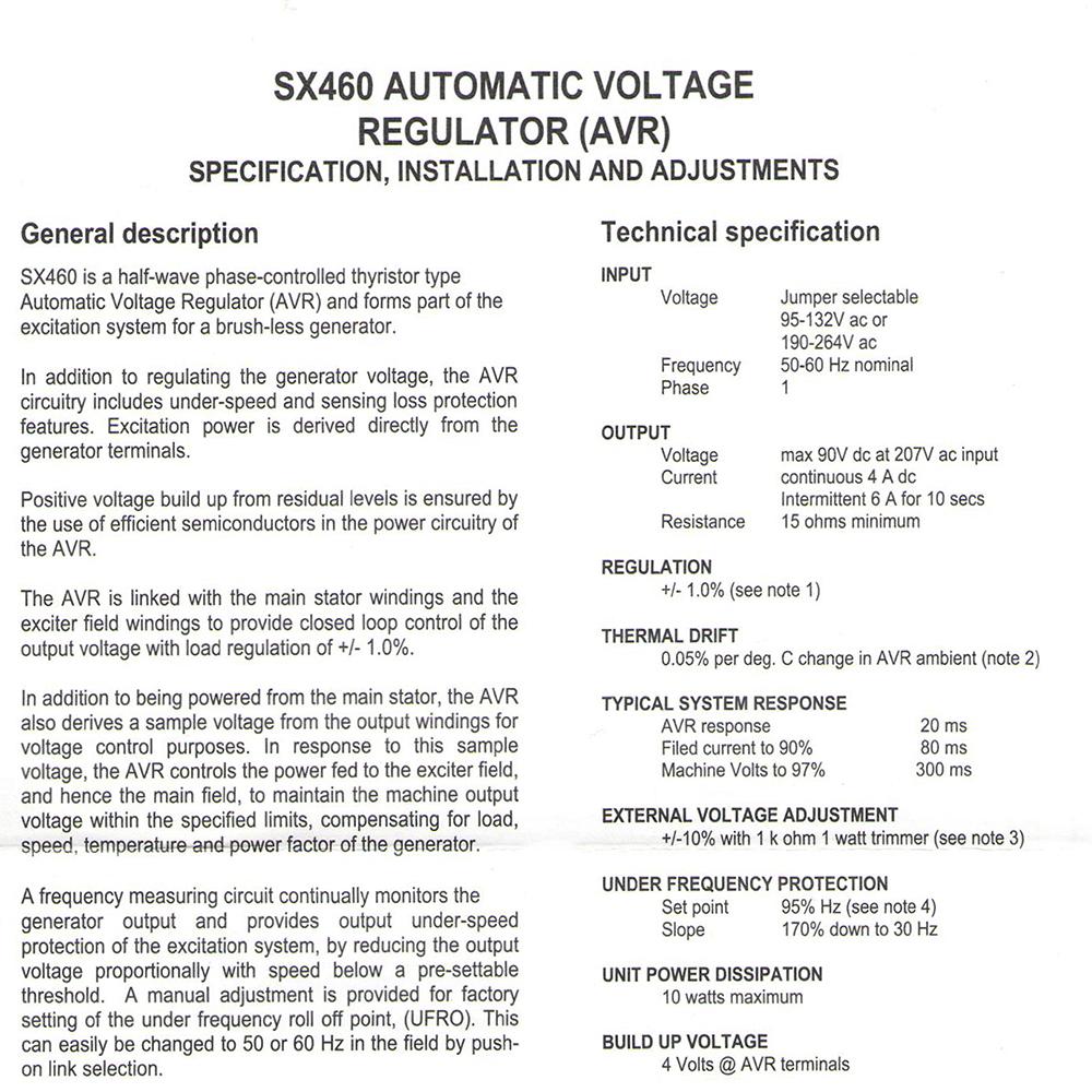 SX460 AVR Generator Automatic Voltage Regulator Stabilizer SX440 Excitation Control Module Brushless Generator Parts Shaluo