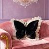 Butterfly Shape Throw Pillow Velvet Butterfly Pillow with Lace Trim Decorative Pillow for Sofa Couch Bedroom Office Decor