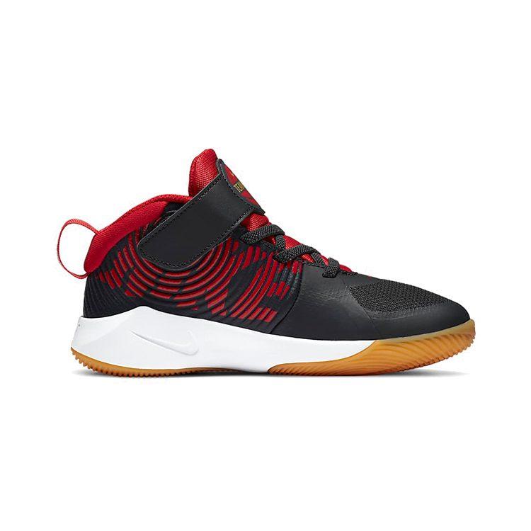 Nike Team Hustle D 9 Textile, Leather Mid Top Basketball Shoes Black Gold Red Children Aged 3 7 Years Old AQ4225-011