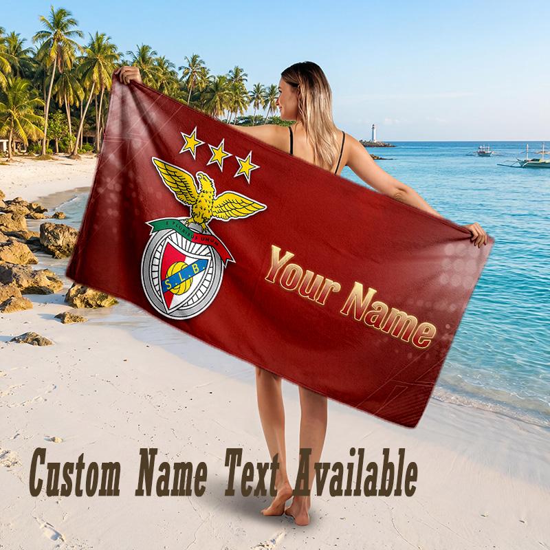 Benfica FC Design Beach Towel Custom Text Large Towel for Beach Vacation