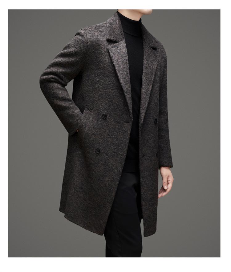 Men's Premium Double-Sided Wool Alpaca Double-Breasted Long Coat for Autumn/Winter