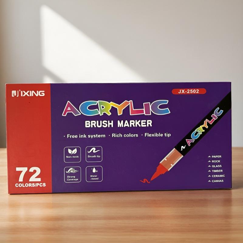Opaque Liquid Ink Acrylic Markers - Layerable, Soft Tip Watercolor Pens with Washable Brushes for Student Art