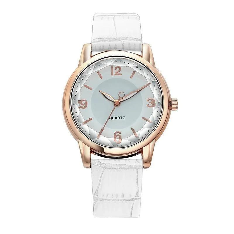 Leather Strap Women's Watch Polygonal Glass Luxury Women's Clock Dial Quartz Creative Fashion Quartz Watch