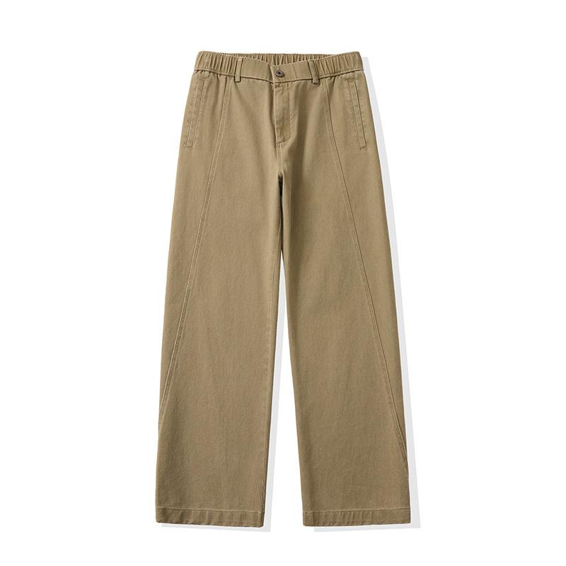 Khaki cotton casual pants men's autumn and winter new straight loose American high-end trendy pants