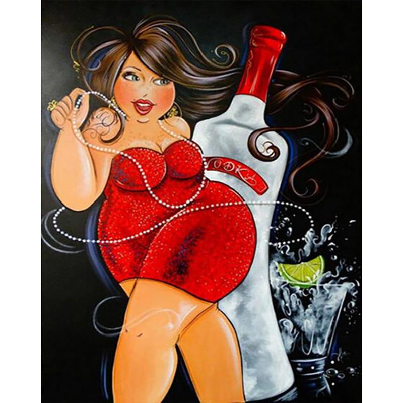 New Arrival 5D Diamond Painting Fat Ladies Cross Stitch Sexy Women Painting Full Round Diamond Needlework Handmad Gift