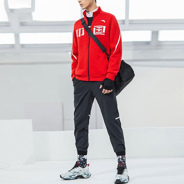 Anta Stand Collar Zip-Up Long-Sleeve Training Jacket Unisex Outerwear Red 152217745-1