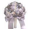 Lightweight Handheld Wedding Flowers Artificial Silk Rose Bridal Bouquet with Chiffon Ribbon, Toss for Ceremony, Vintage Style Floral Keepsake