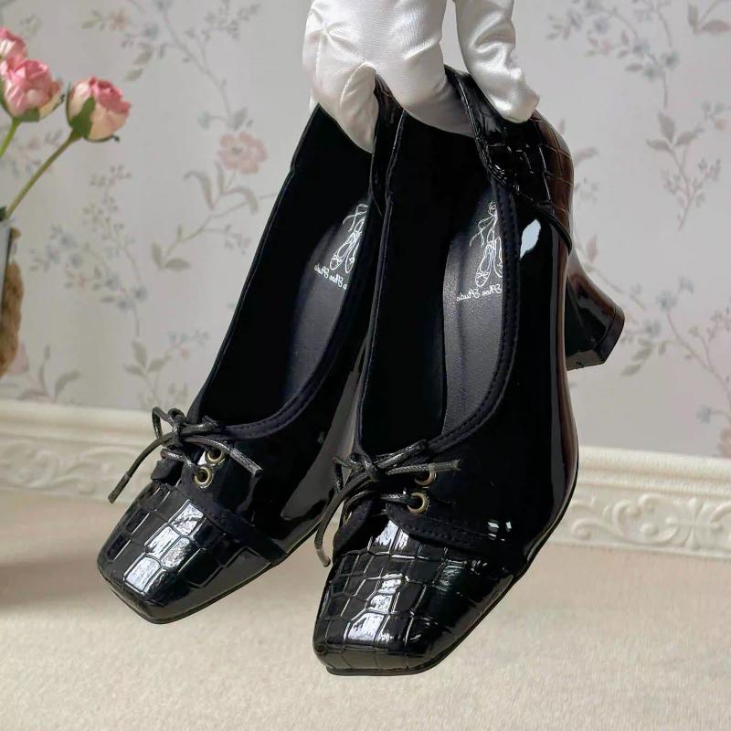 High Heels Women's Loafers Shoes Square Toe Elegant Heels Sandals  Autumn Shallow Fashion Dress Shoes Pumps Mujer