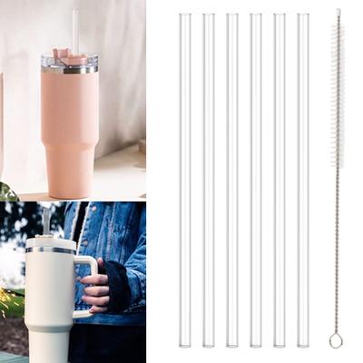 Yousheng 1 zestaw wymiennych słomek do picia ze szczotką do czyszczenia wielokrotnego użytku przezroczysty plastik 20/30/40 OZ Adventure Travel Tumbler Straw Cup Accessories