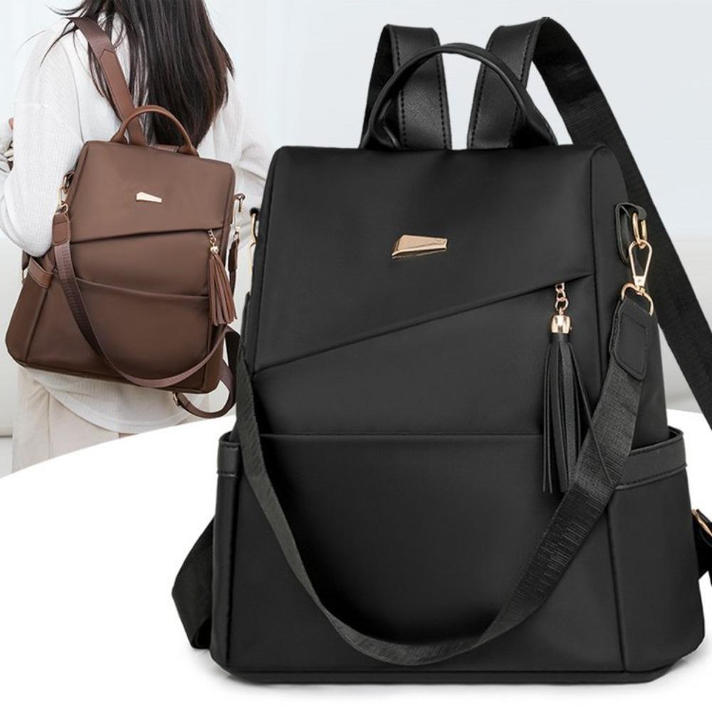 Travel Female Shoulder Bag Fashion Women’s Nylon Anti-theft Backpack Tassel Decorative Casual Large Capacity Student School Pack