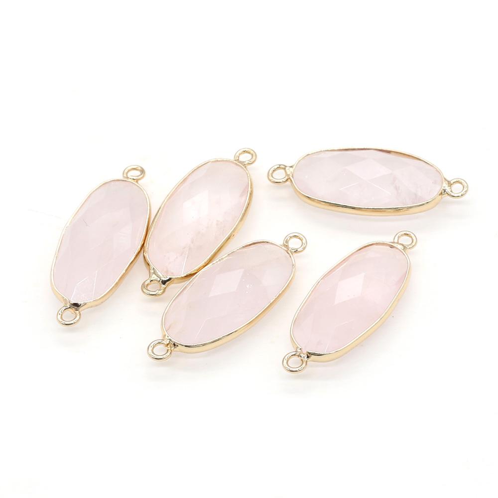 1/5 buc, Pandantiv Cristal de Vindecare Reiki Conector Oval, Energie Piatră Naturală Ametist Gemă Farmec Conector pentru Confecționare Bijuterii DIY Colier Brățară