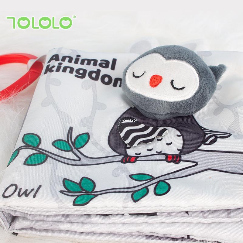 Baby early education can't tear  black and white tail cloth book 0-1 year old baby visual