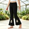 Girls Ribbed Flared Leg Pants Mid Color Cotton Casual Long Pants for Spring and Fall