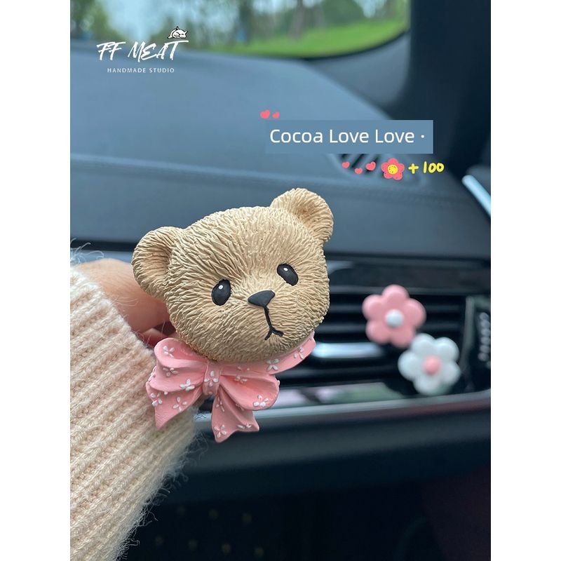 Retro Style Cute Bows Bear Young Adult Car Aromatherapy Diffuse Plaster Car Air Outlet Ornament Complete Collection