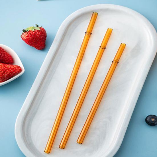2Pcs Glass Straws Set Reusable Heat-Resistant Drinking Straws Eco-Friendly Alternative to Plastic Straws for Hot Cold Drinks