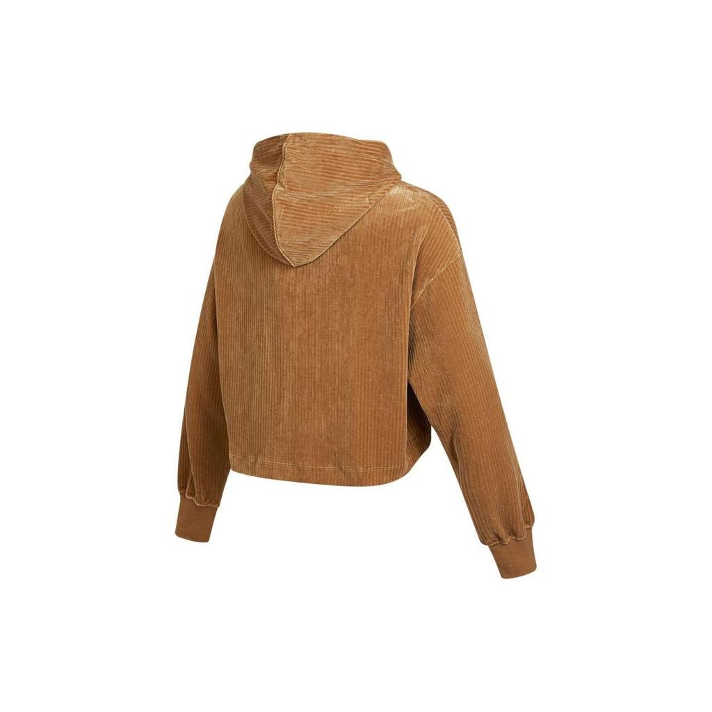 Nike Embroidered Logo Crop Hoodie With Drawstring Long Sleeves Women Tops Beige DQ5928-258