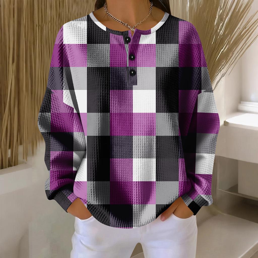 Women's Casual Shirts Long Sleeve Tops Button Up V Neck Loose Knit Fall Favorites For Women