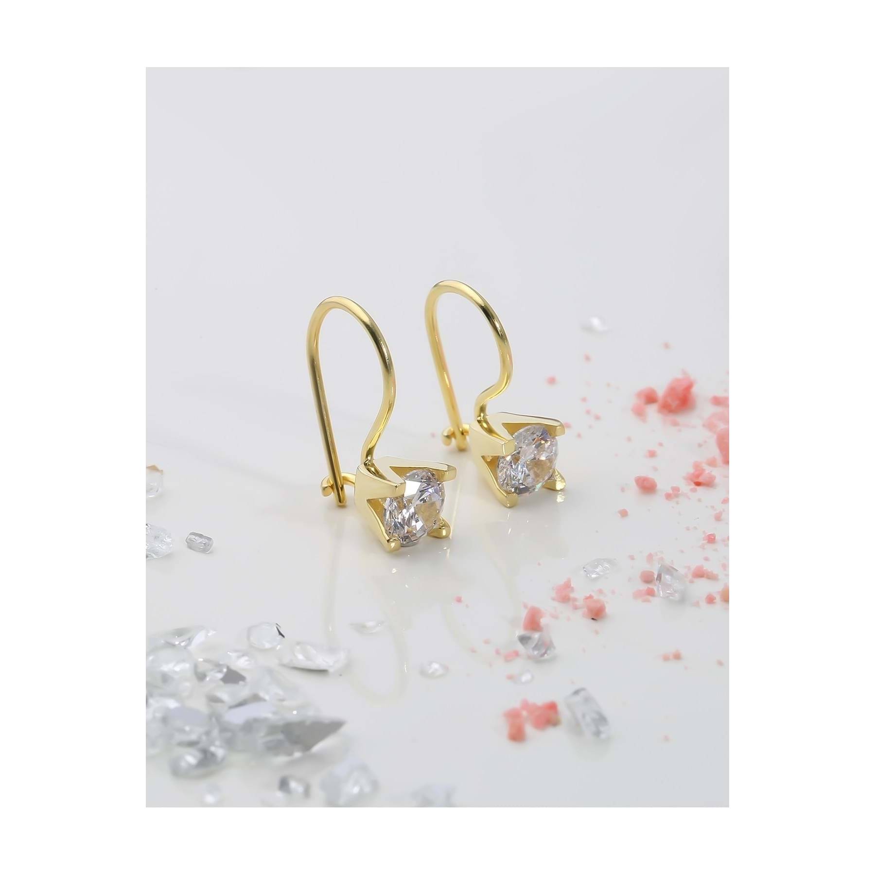 

V Nail Silver Solitaire Earrings