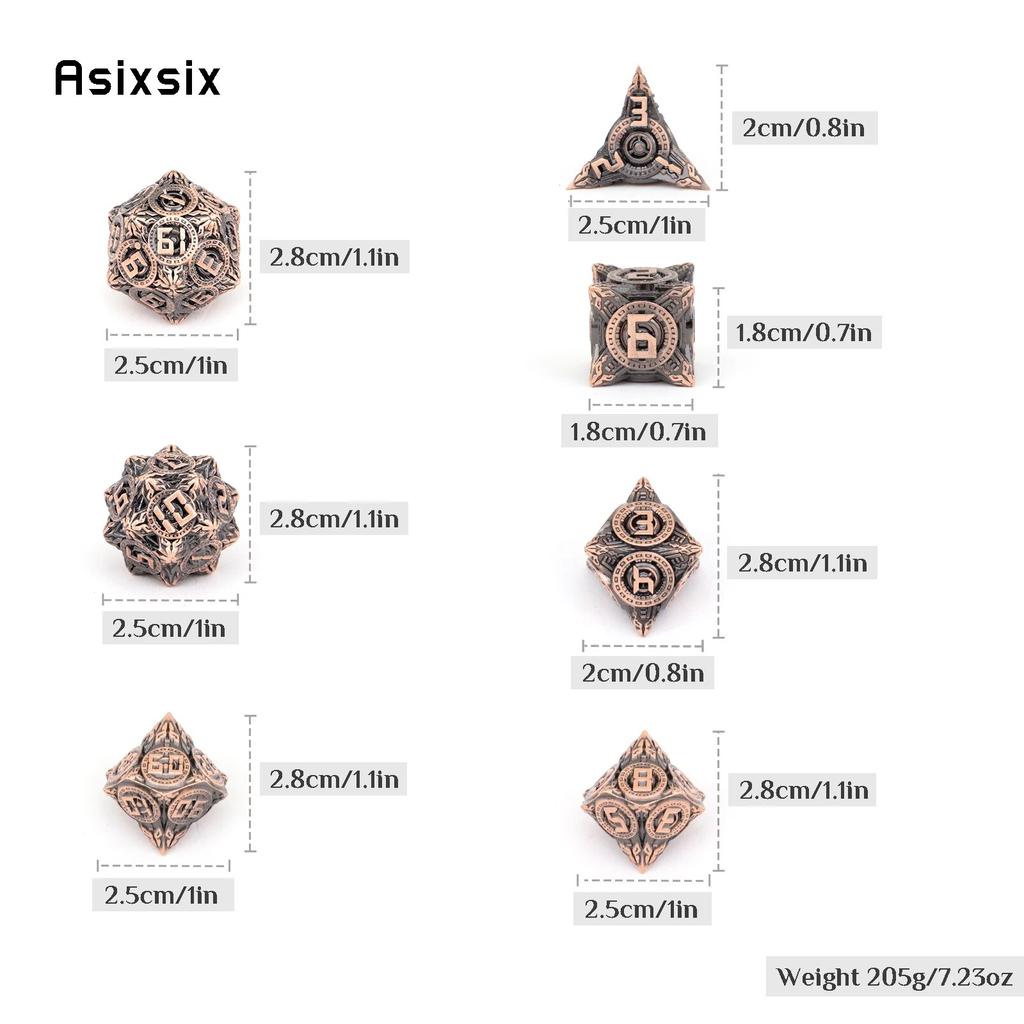 7 Pcs Yellow Circle Wheel Metal Dice Solid Metal Polyhedral Dice Set Suitable for Role-Playing RPG  Board Game Card Game