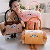 Cute 2 In 1 Foldable Roll Blanket Cartoon Warm Nap Blanket Handheld Plush Pillows Blanket Office
