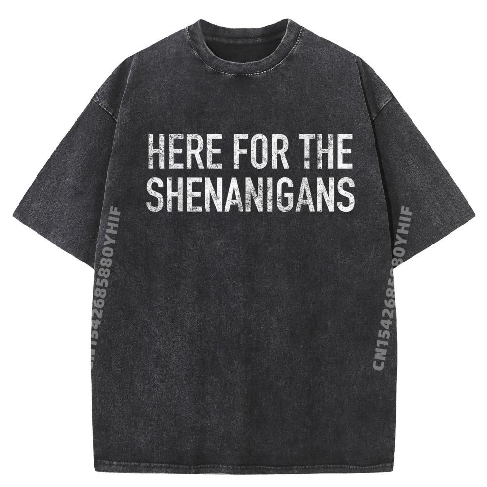 

St Paddys Day Tee Here For The Shenanigans St Patrick is Day Graphic Shirts Comfortable Short Sleeve T-Shirt 5XL різнокольоровий