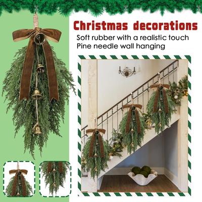 1pc50cm Simulated Soft-Glue Norfolk Needle Wall Hanging Christmas Tree Upside Down Vine Green Plant Holiday Decoration
