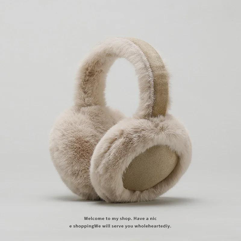 Maillard Brown Plush Earmuffs - Cute, Warm Ear Protection for Winter Cycling
