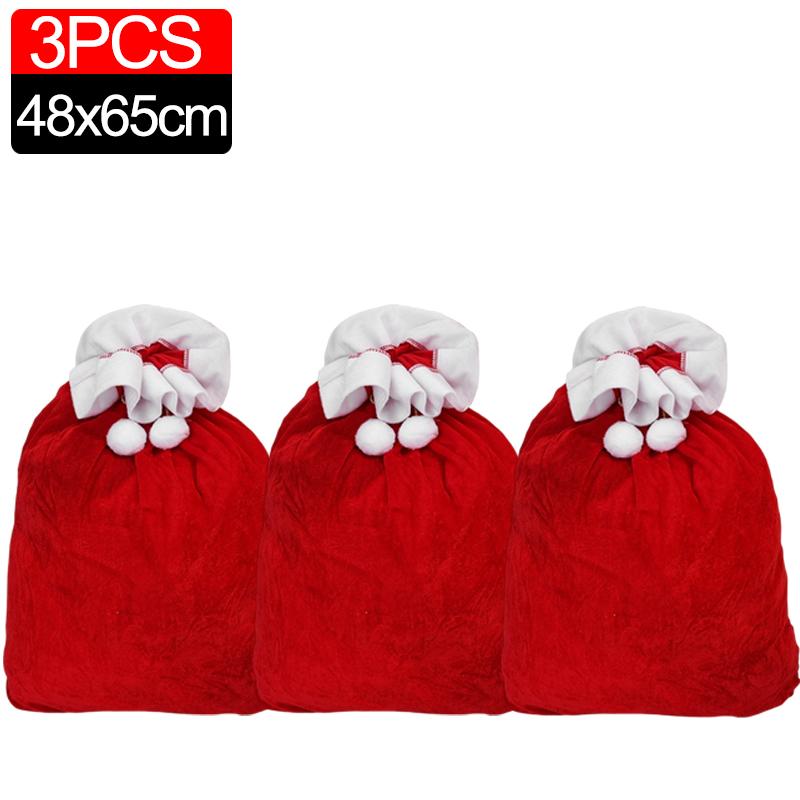 Large Christmas Velvet Drawstring Gift Bags Santa Claus Costume Props Party Supplies Holiday Decor 2026 New Year Celebration