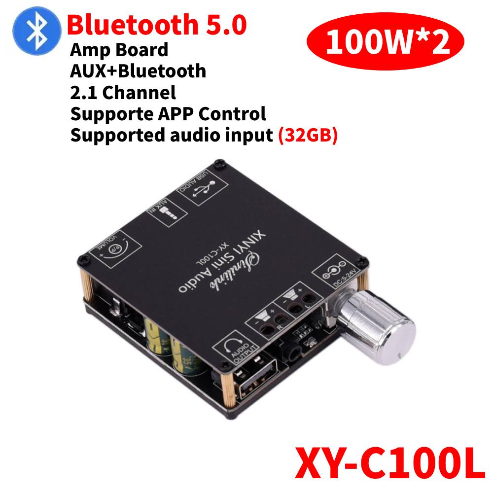 1/2PCS MT21 Subwoofer Amplifier Board Bluetooth 5.0 50WX2+100W 2.1 Channel Power Audio Stereo Amplifier Tone Bass AMP AUX 12V24