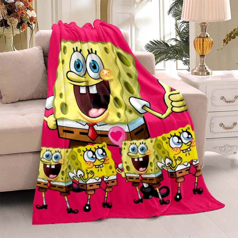 

Various styles of fun SpongeBob and Patrick cartoon soft flannel blankets, suitable for beds, bedrooms, sofas, picnics, and outd 75x90cm