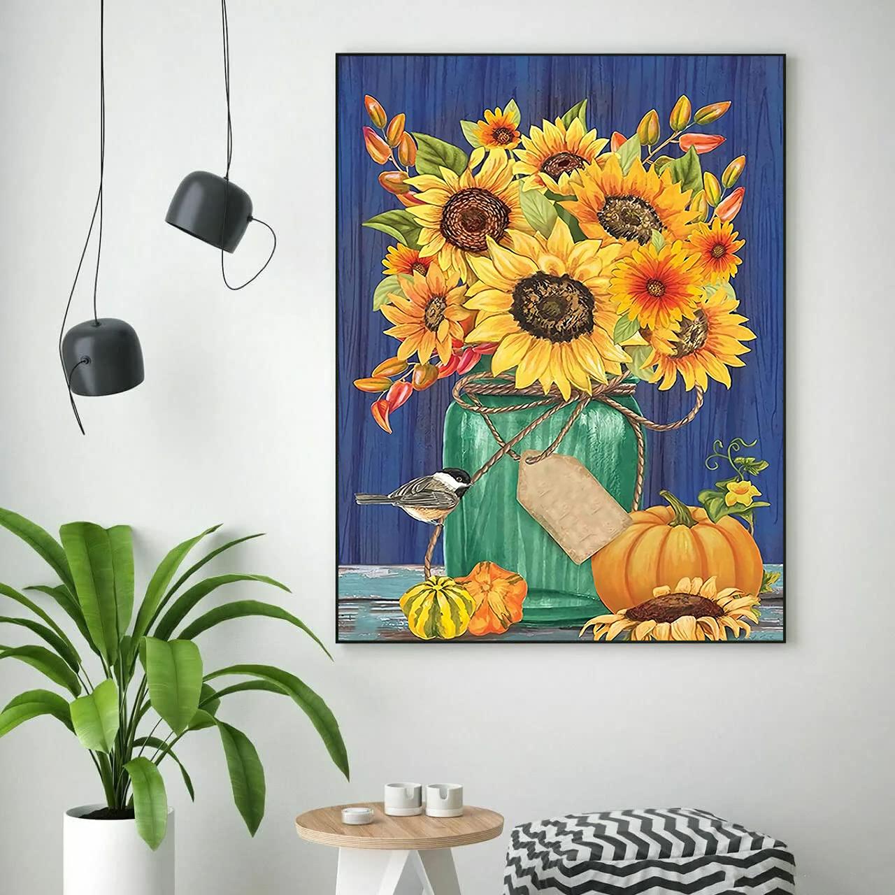 

5D Diy алмазная живопись, набор для вышивки крестом с множеством подсолнухов, полная алмазная вышивка, мозаика, художественная картина, декор из стразов, подарок Full Round 30x40cm