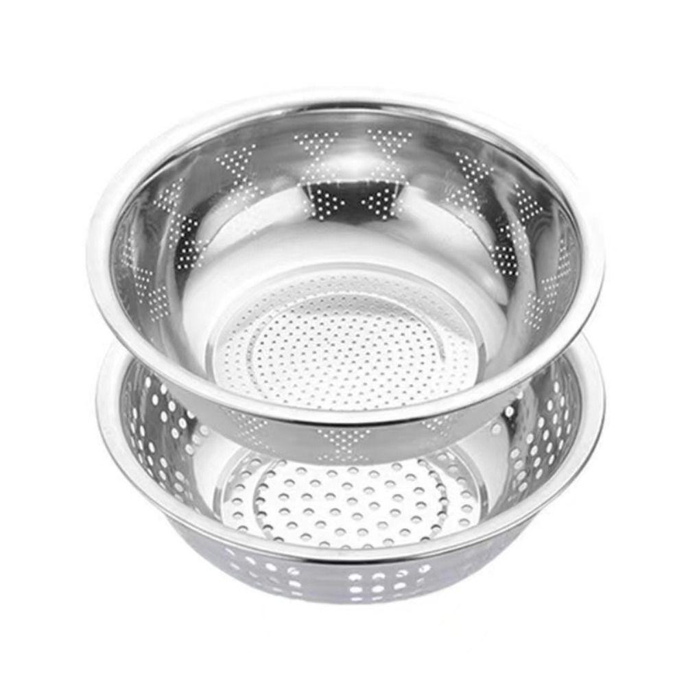 Stainless Steel Grater Basin Round Rice Washing Basin Convenient Filter Net Bowls  Fruit