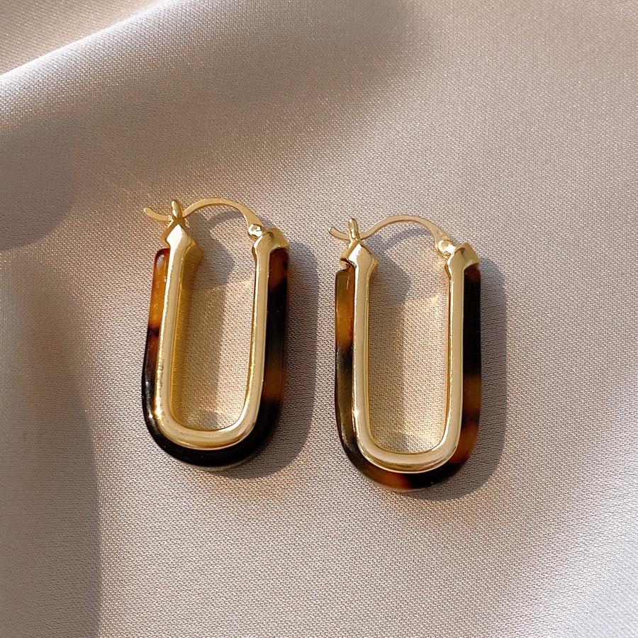 18k electroplated leopard print U-shaped ear buckle French retro minimalist design earrings niche earrings