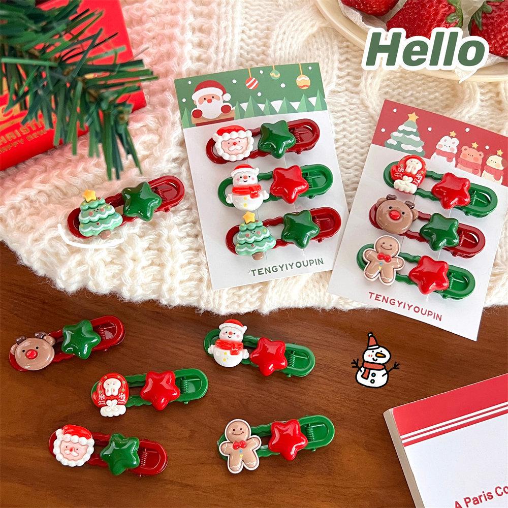 Christmas Cute Cartoon Hairpin Combination Sweet Girl Holiday Dress Up Bangs Broken Hair Edge Clip Student Hair Accessories