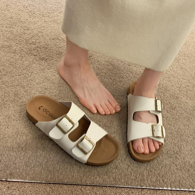 Fashion New Style Cork Footbed Popular Sandals for Women New Classic Solid Color Fashion Slippers with Arch Support Slip-on Suede Shoes