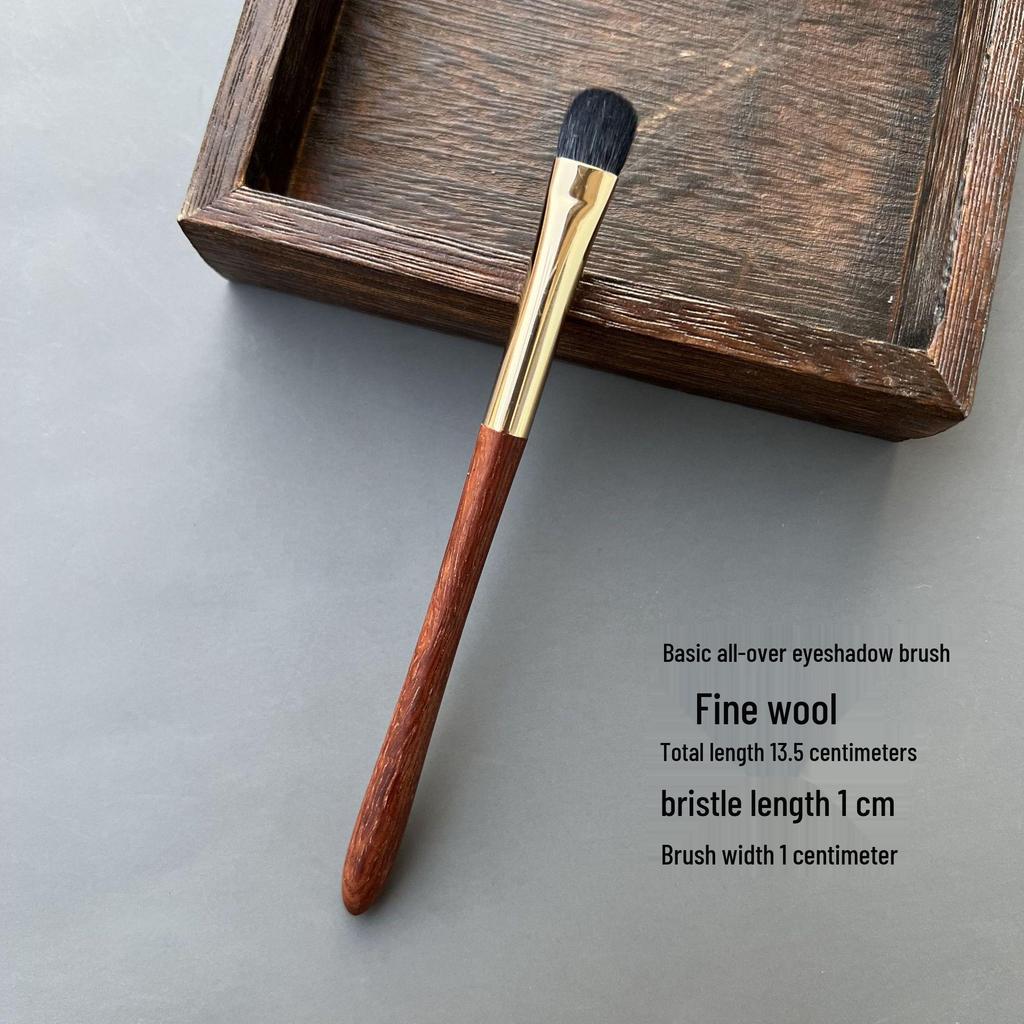 Pearswood Fine-Tipped Wool Eyeshadow Brush: Large Blending and Medium Application with Soft Touch Flame Nose Design.