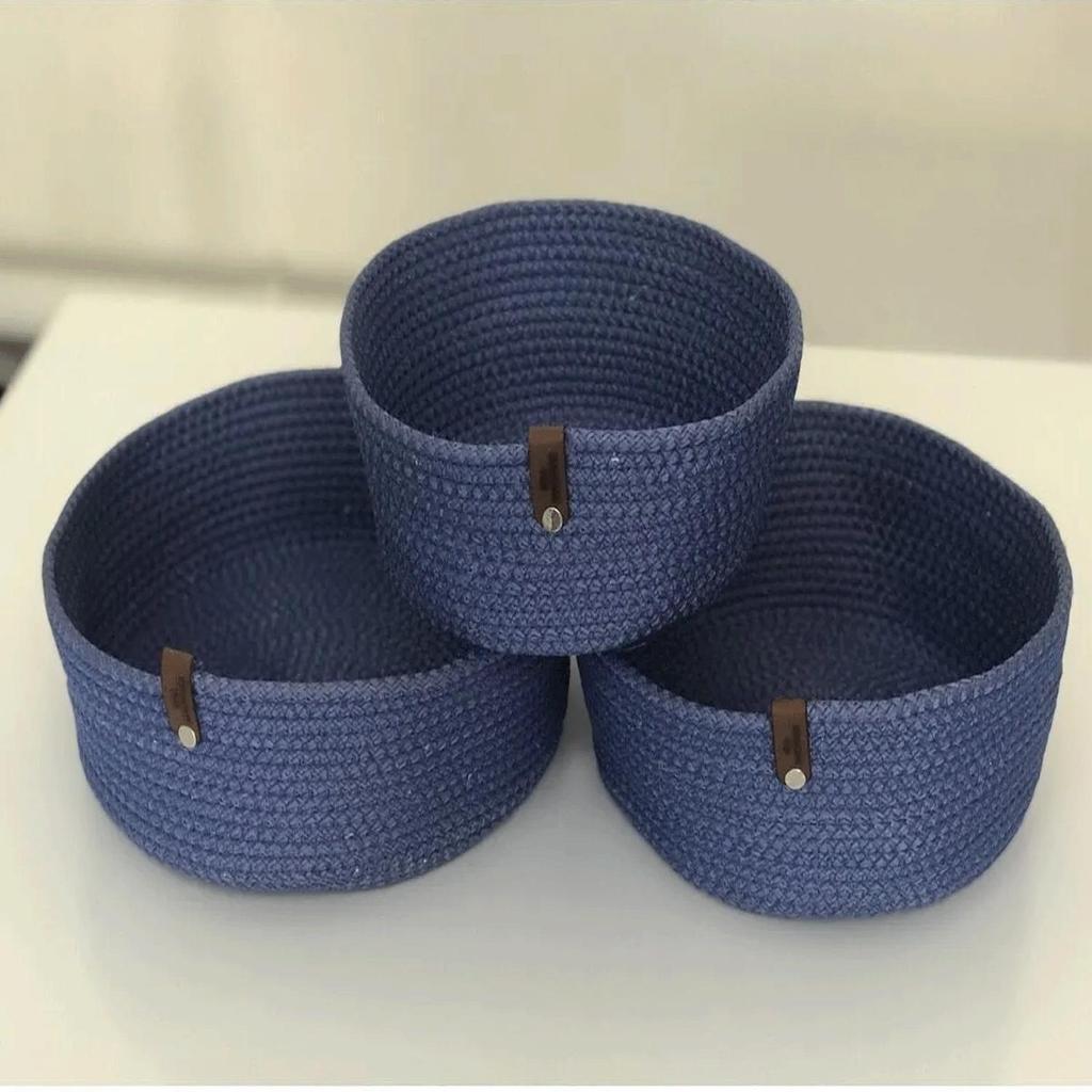 Hand Woven Set of 3 Wicker Basket Set - Bathroom, Kitchen, Room Organizer - Handmade Decorative Basket