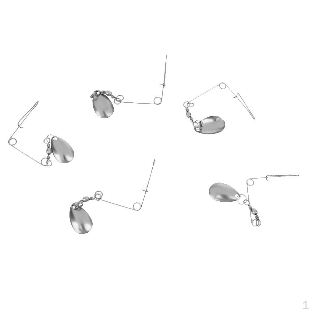 5Pcs Rotating Blade Smooth Spoons Rigs Spinnerbait Fishing Silver