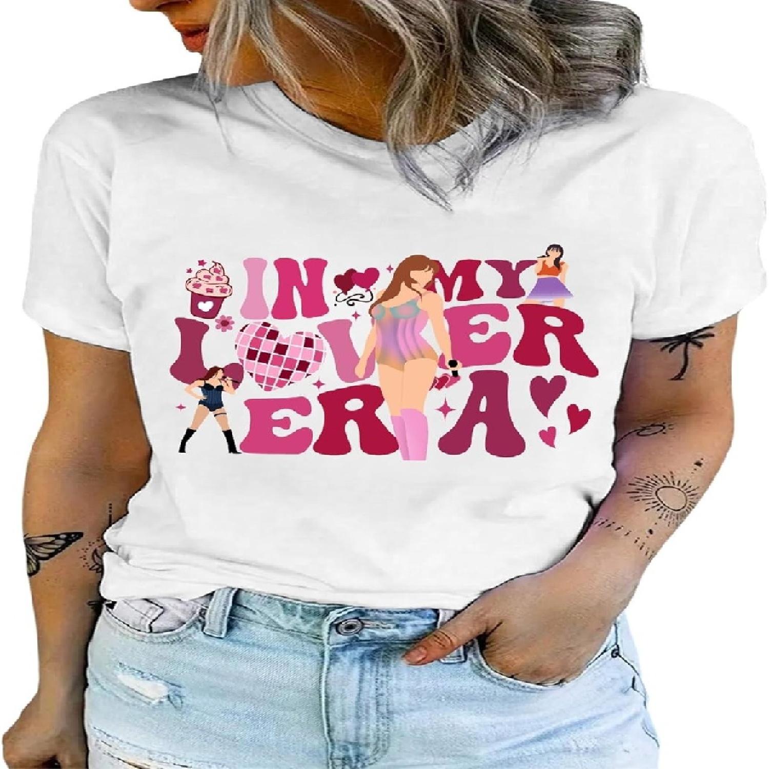 EVELUST Womens Country Concert Shirt - Cute Music Festival Graphic Tee World Tour Outfit Fan Lover Costume Letter Print Top S