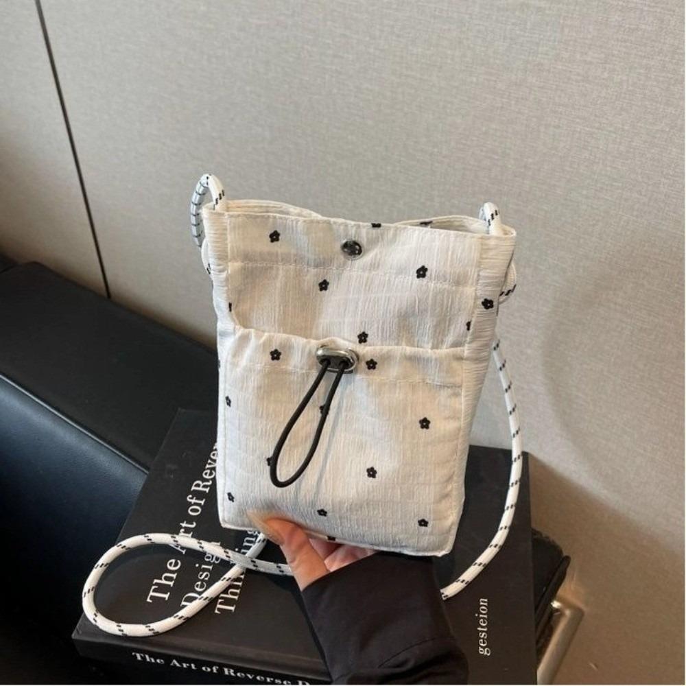 Fashion Lightweight Crossbody Bag Korean Version Flower Printed Shoulder Bag Solid Color Phone Bag Women