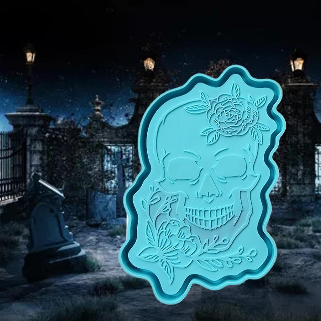 Skull Tray Epoxy Resin Mold Serving Plate Board Coaster Casting Silicone Mould DIY Crafts Jewelry Home Decorations Ornaments Making Tools
