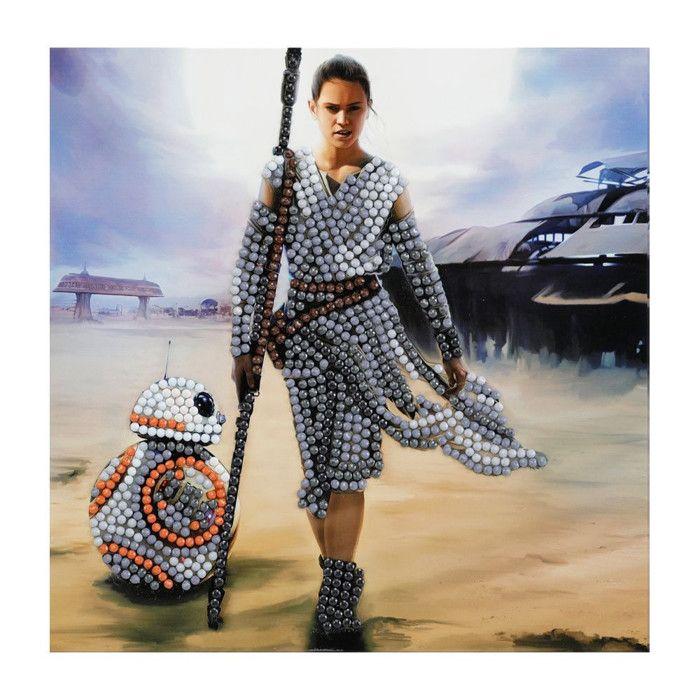 Diamond Painting Kit - Crystal Art - Star Wars Rey Card - 18 X 18 Cm - For Children - Mixed